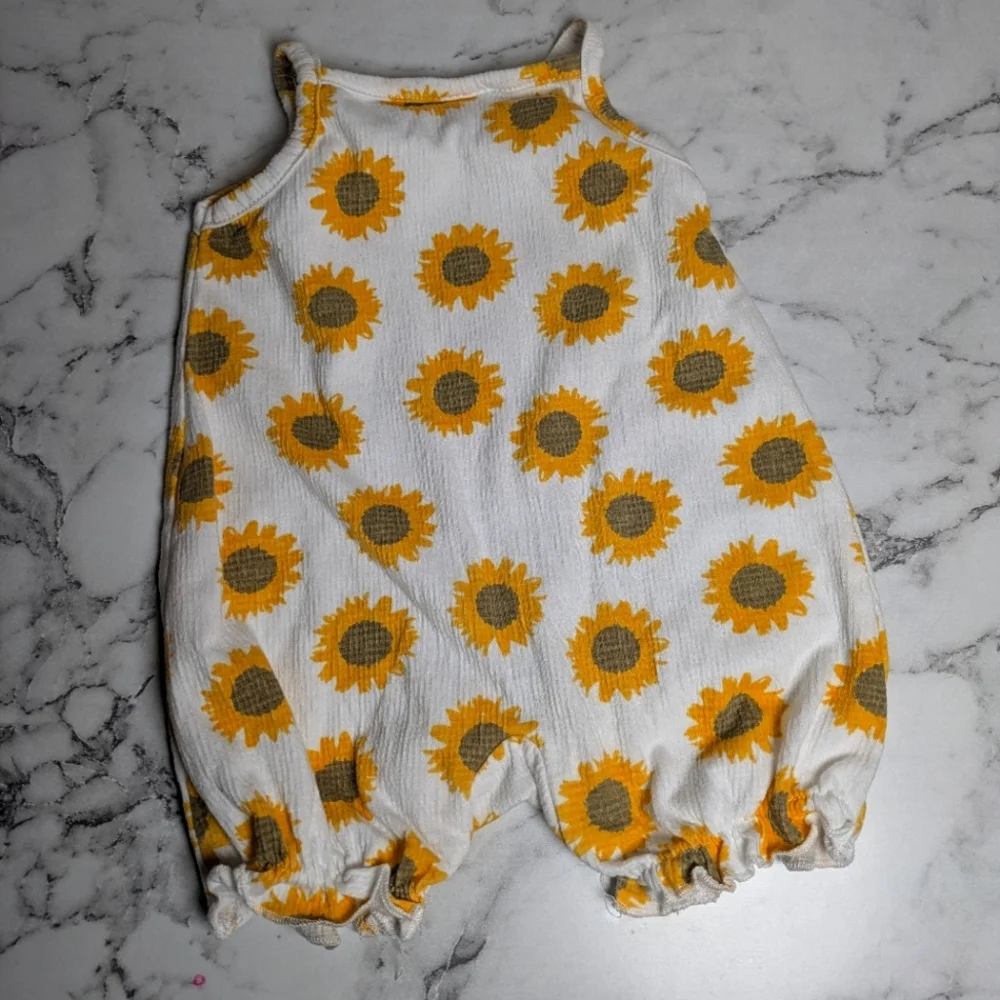 Sunflower Print Baby Romper